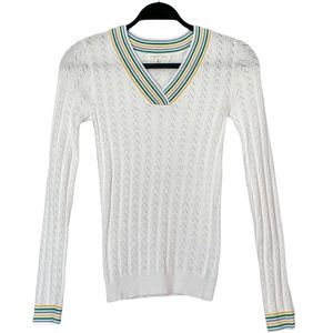 Copper Key Long Sleeve Knit Slim Fit Lightweight White Top/Sweater Size Medium